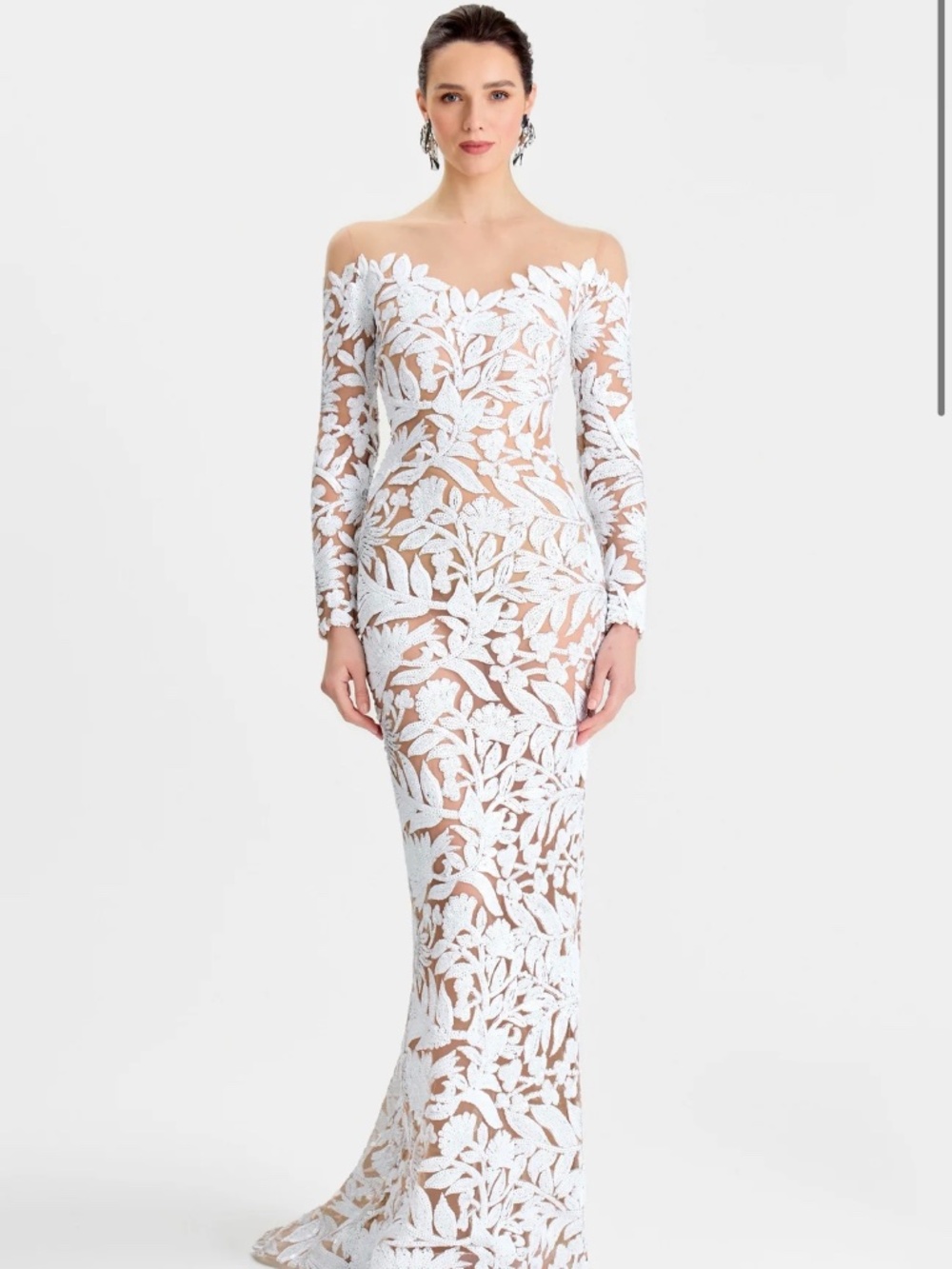 Nadine Merabi Melissa White Wedding Dress Size 6 NWT Floral Bridal Gown